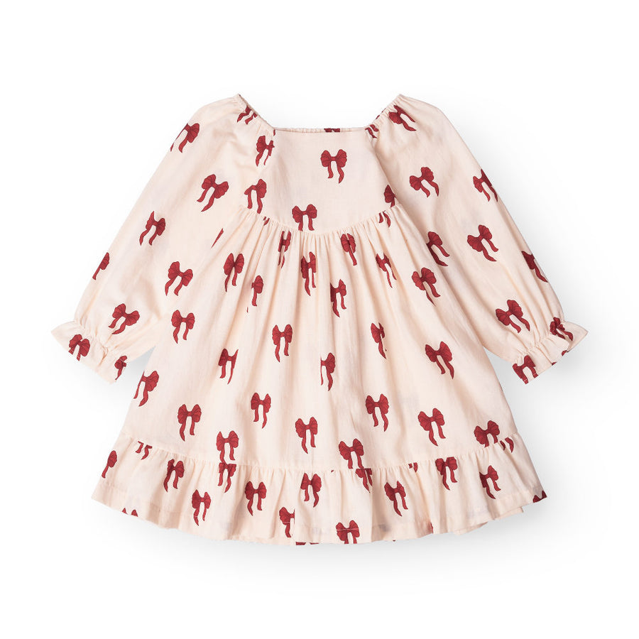 That's Mine Sarah dress - Rouge boucle - 100% Organic cotton Buy Kjoler||Kjoler & nederdele||personale||AW25 here.