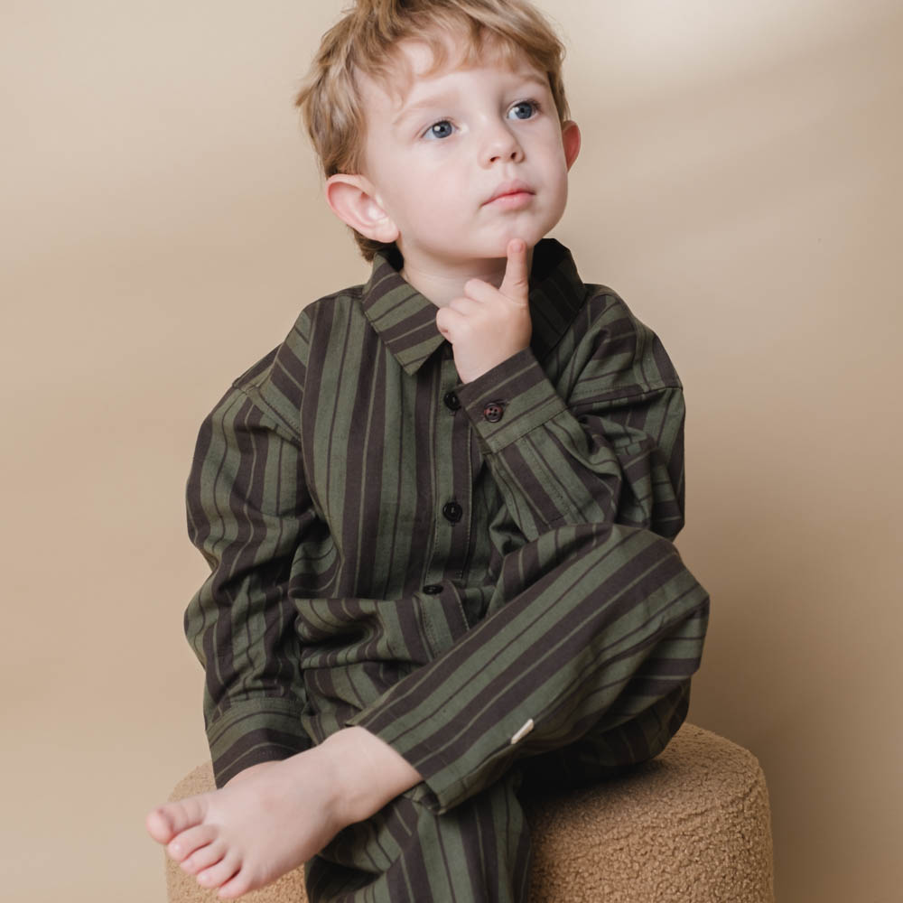 Harald shirt - Olive stripe