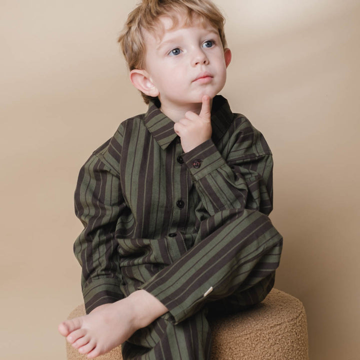 Harald shirt - Olive stripe
