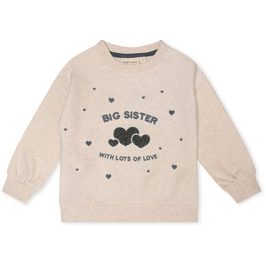 That's Mine Finley big sister sweatshirt - Light creme melange - 95% Organic cotton / 5% Elastane Buy Tøj||Skjorter & toppe||Sweatshirts||Alle||Favoritter||Søskende||personale||AW24 here.